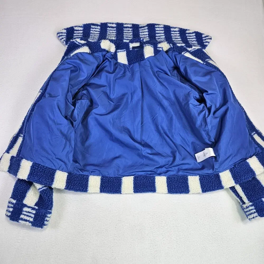 Mother Revolve Kickstand Jacket S Ice Cube Sherpa Coat Checkered Blue White Cozy - Picture 10 of 16